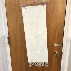 100% Cashmere Scarf Made in Scotland Off White-  Fringe ends 12” x 64”